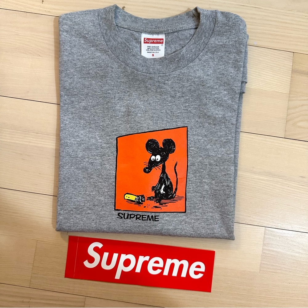 NWOT Supreme Mouse tee heather grey size small